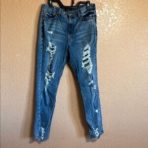 Distressed Blue Jeans